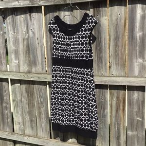 Black and white jersey knit dress